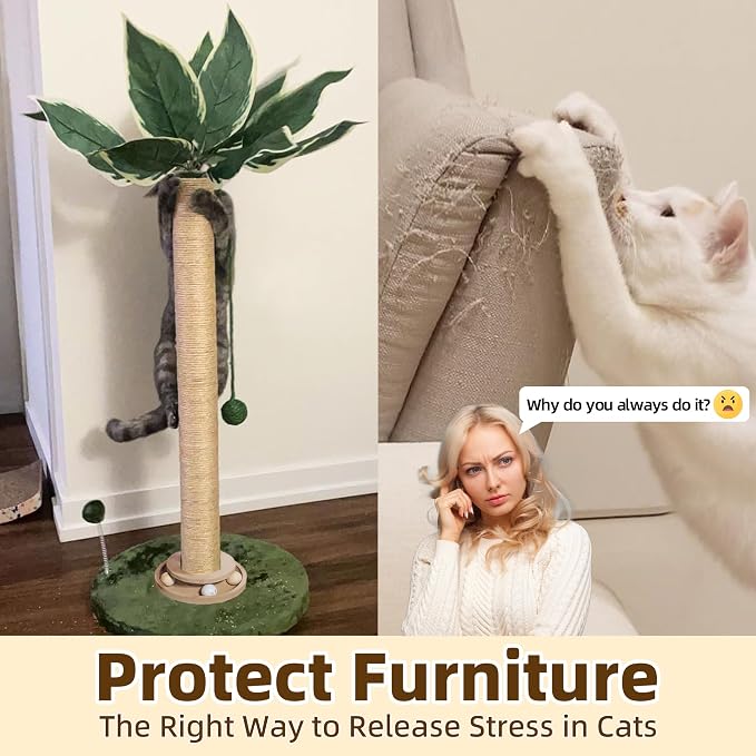 Fantasreen Cat Scratching Post 33'' Cat Scratcher Tall Scratching Posts - Image 5