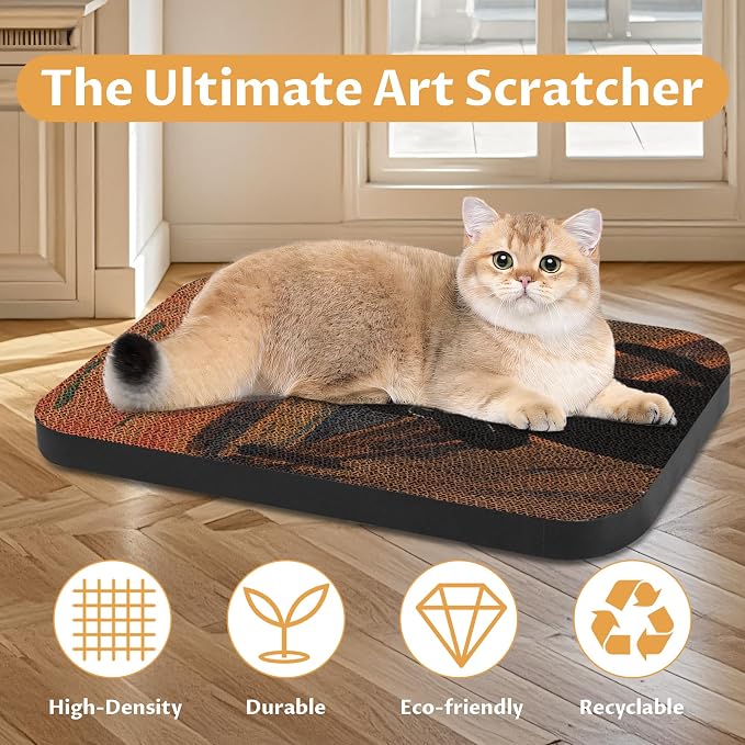 2 Packs Art Cat Wall-Mountable Scratching Board 16.7x11x1 Inch Cat Wall Scratch - Image 4