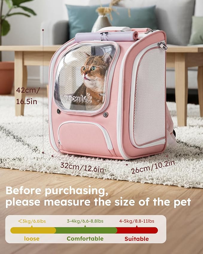 Pecute Cat Backpack Carrier, Large Space Cat Bubble Backpack, Breathable Cat - Image 9
