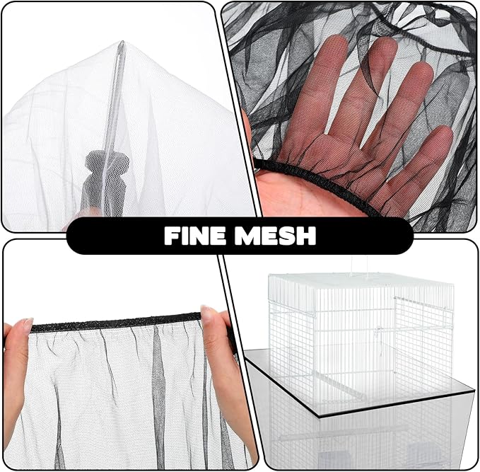 2pcs Large Bird Cage Seed Catcher Guards, Breathable Airy Nylon Mesh Material - Image 3