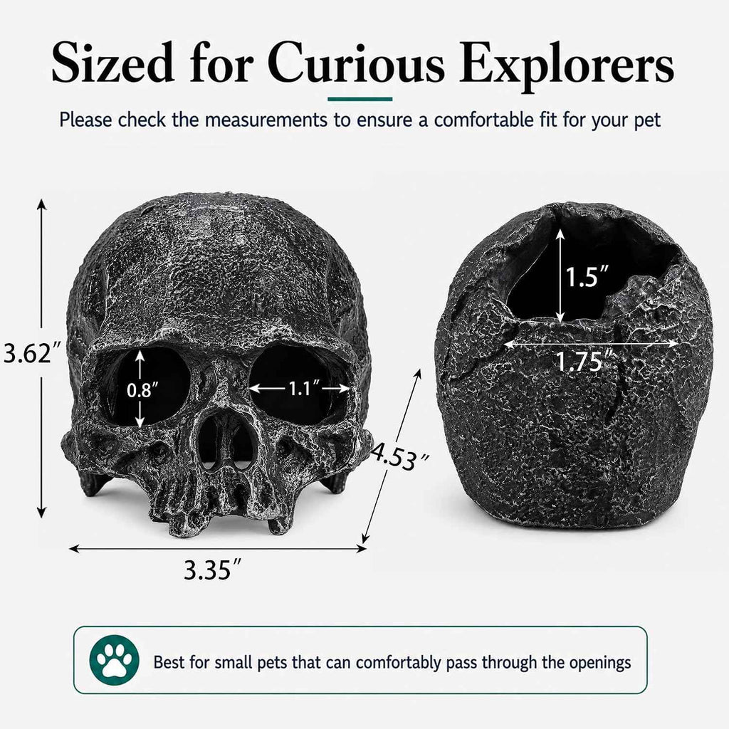 Black Resin Skull Terrarium Hideout