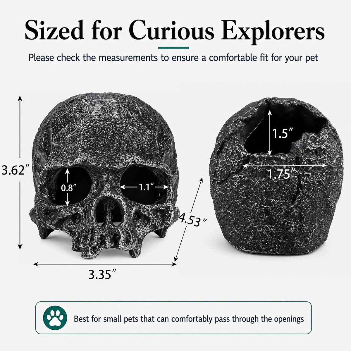 Black Resin Skull Terrarium Hideout