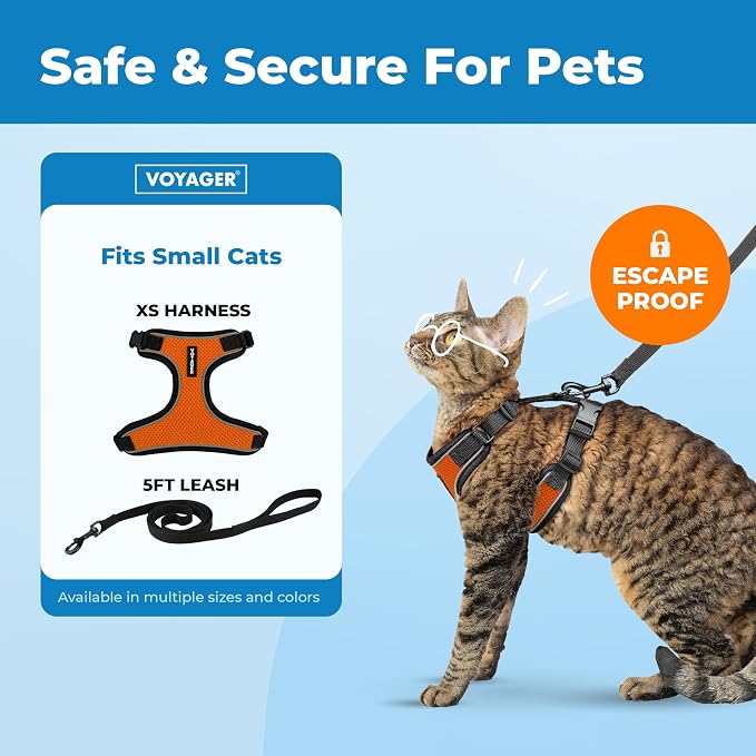 Voyager Escape-Proof Step-in Lock Cat Harness & 5ft Neoprene-Handle Leash Set - Image 2