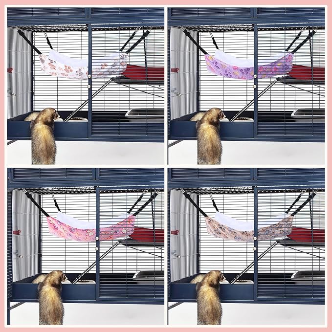 Geelin 4 Pcs Cat Hammock for Cage Hanging Soft Pet Hammock Bed - Image 7