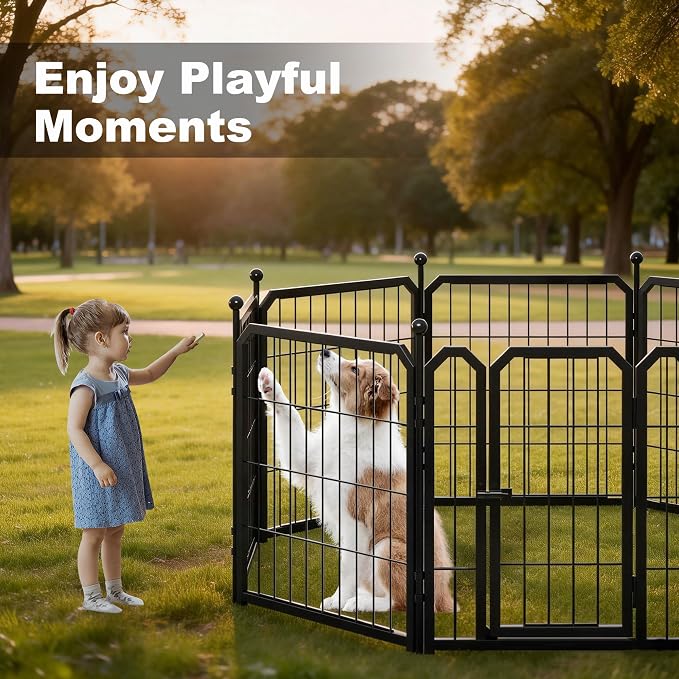 Dog Playpen for Indoor & Outdoor, 24 inch 8 Panels Metal Puppy Playpen for - Image 9