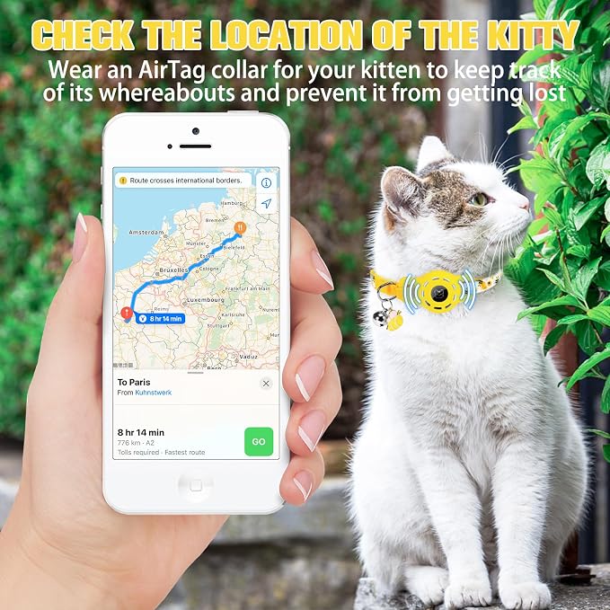 BINGPET AirTag Cat Collar with Bells, Upgraded Safety Elastic Cat Collar with - Image 4