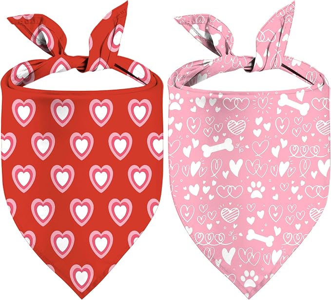 Valentine's Day Dog Bandana, 2 Pack Adjustable Holiday Party Birthday Pets by XGXHZYLC