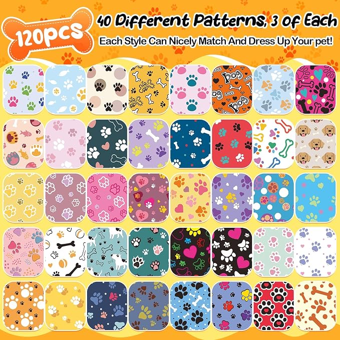 Reginary 120 Packs Dog Bandanas Bulk Christmas Dog Paw Scarf Adjustable Holiday - Image 3
