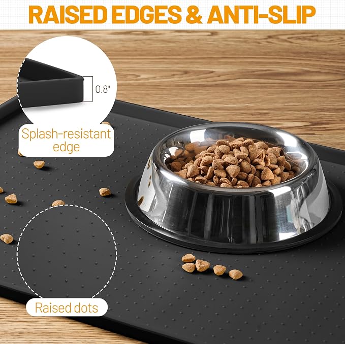 Hubulk Dog Feeding Mat, 100% Waterproof Food Grade Silicone Pet Food and Water - Image 3
