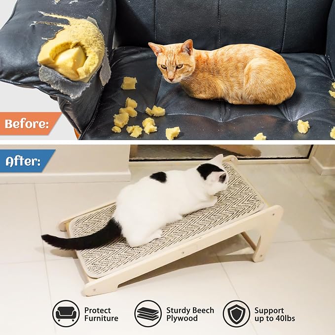 PETKARAY Cat Scratcher, Sisal Cat Scratching Ramp, L Shape Scratch Board - Image 4