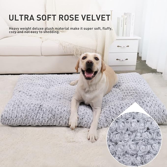 KSIIA Washable Dog Bed Deluxe Plush Dog Crate Beds Comfy Kennel Pad Anti-Slip - Image 2