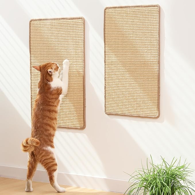 FUKUMARU 2 Packs Cat Scratching Mat, 23.6 x 15.7 Inch Natural Sisal Cat Scratch by FUKUMARU
