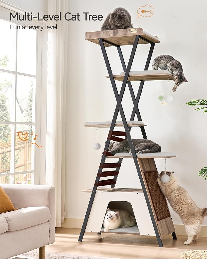FourFurPets 72.4" Cat Tree, Modern Cat Tower - Image 2