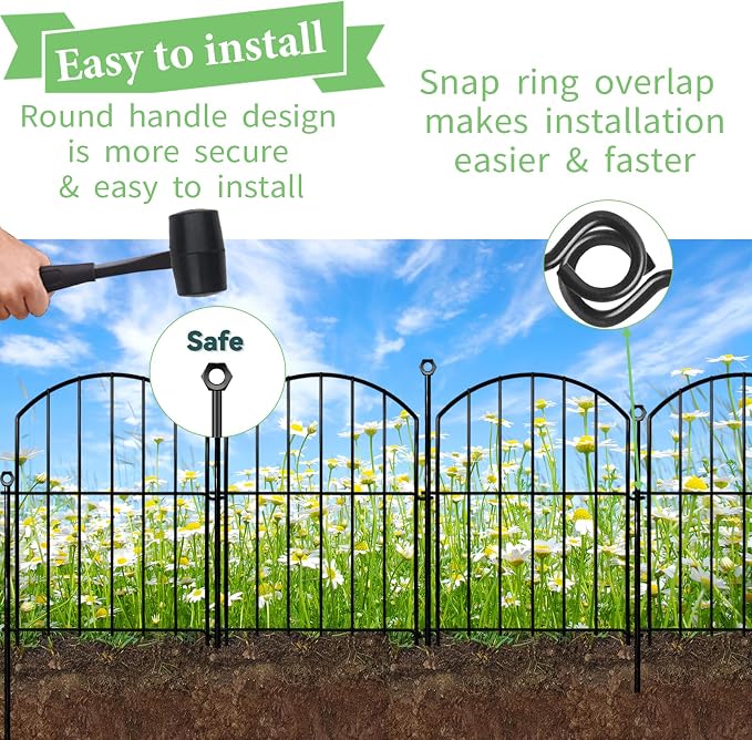 Decorative Garden Fence 17in x30ft, 30 Pack Rustproof Metal No Dig Fence Animal - Image 3