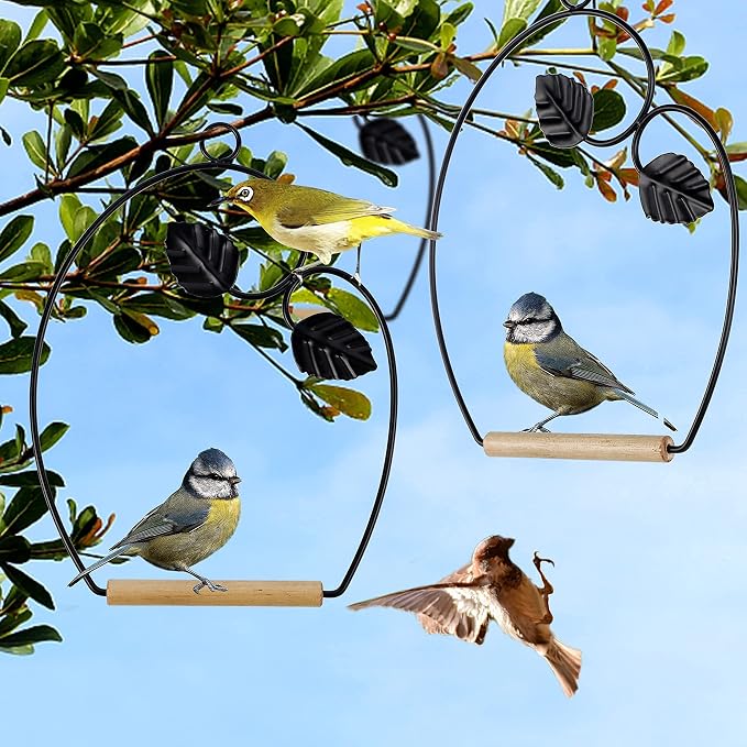 winemana Set of 3 Hummingbird Swings, Rust Resistant Metal Frame, Wooden Dowel - Image 4