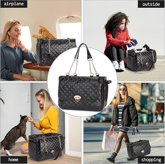Fashion Pet Carrier Dogs Cat Small Animals Purse Bag, Leather Pet Carriers Dog - Image 7