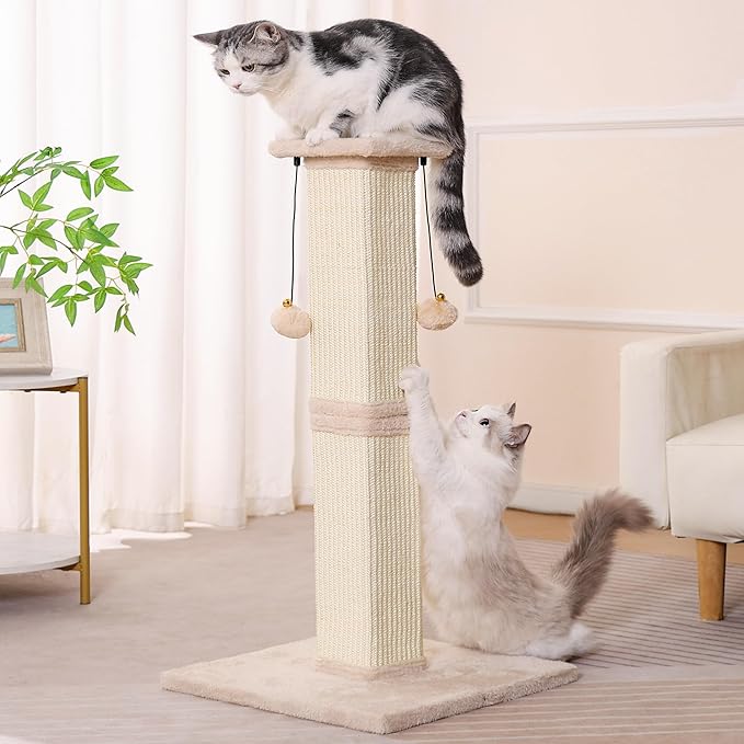 Large Cat Scratching Post with Heavy Duty Base 33" Sturdy Square Sisal Scracher - Image 6