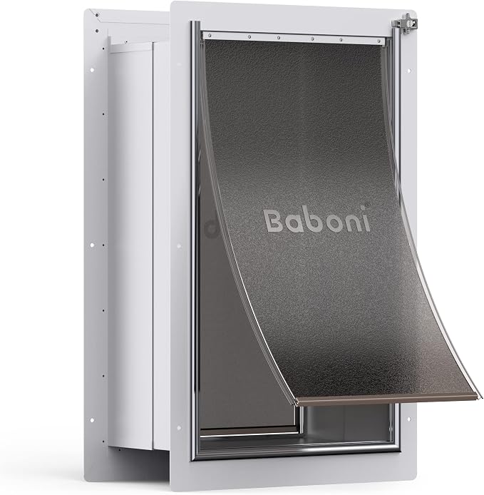 Baboni Pet Door for Wall, Steel Frame and Telescoping Tunnel, Aluminum Lock by Baboni