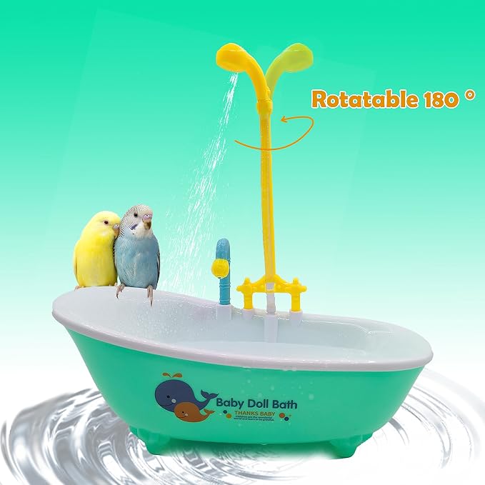 Parrot Automatic Bathtub with Shower, Cute Durable Bird Bath Shower Tub Birds - Image 7