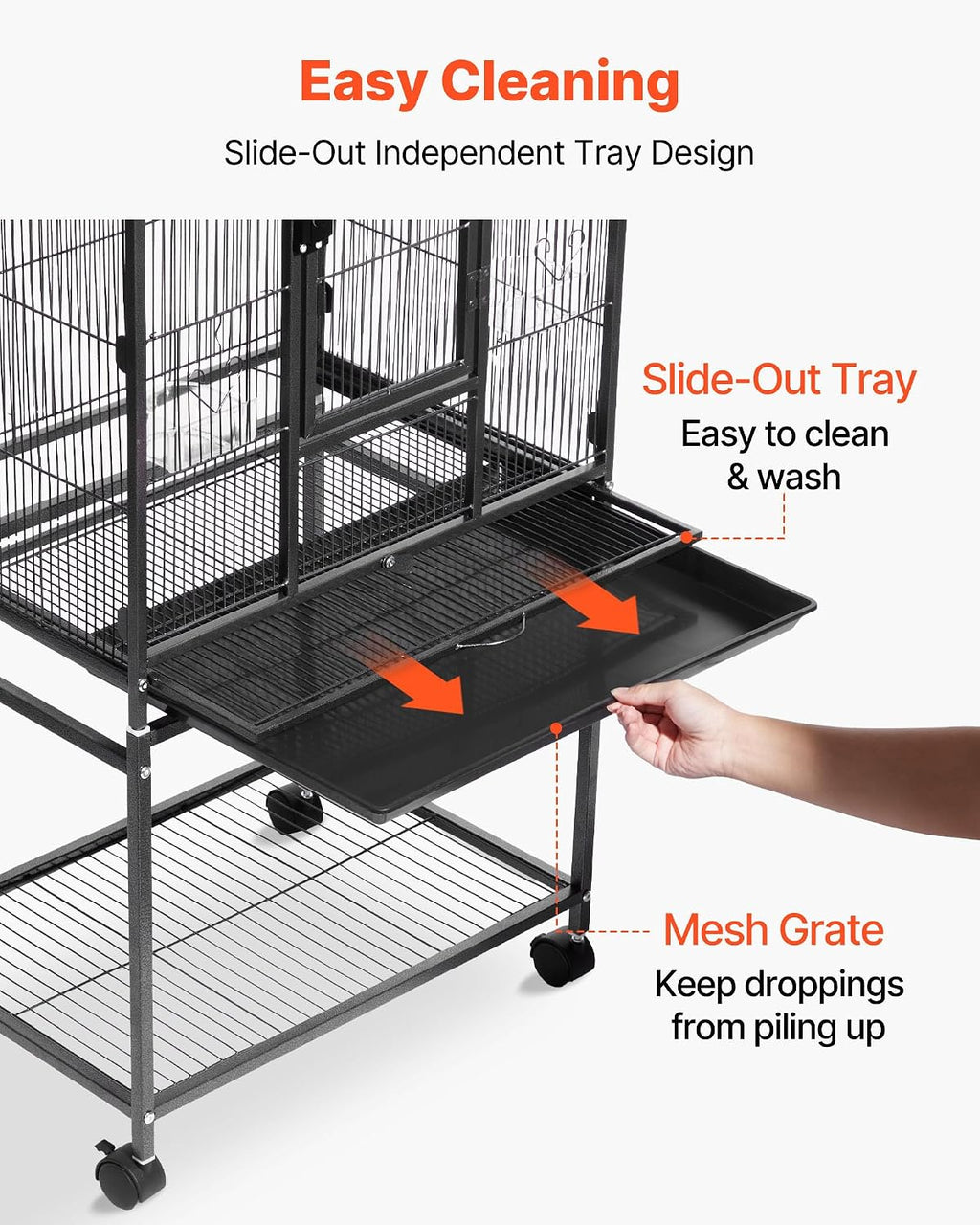 VEVOR Bird Cage, 24.6 x 16.7 x 53.9 Inch, Flat Top - GlobalHabitat Supply