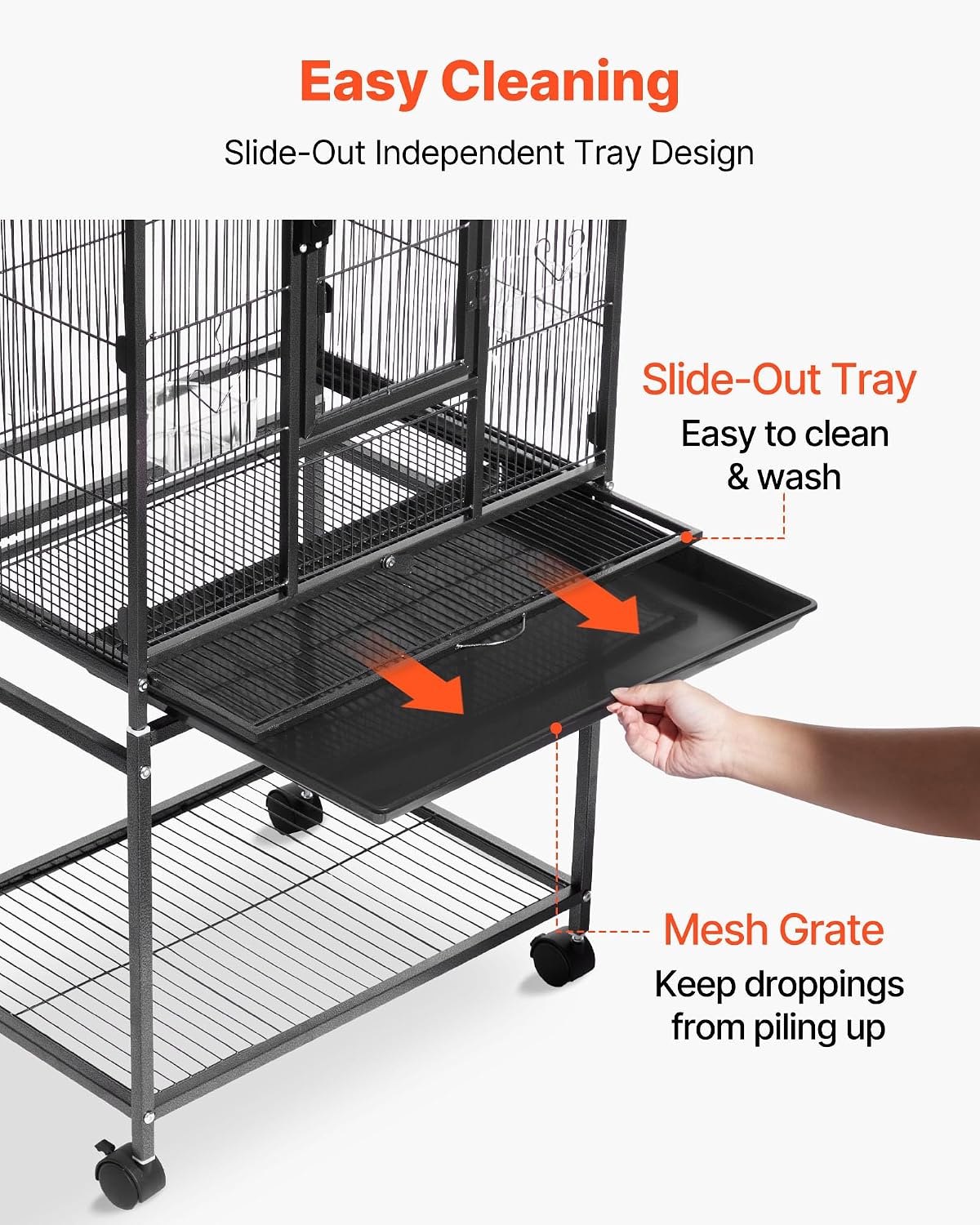 VEVOR Bird Cage, 24.6 x 16.7 x 53.9 Inch, Flat Top - GlobalHabitat Supply