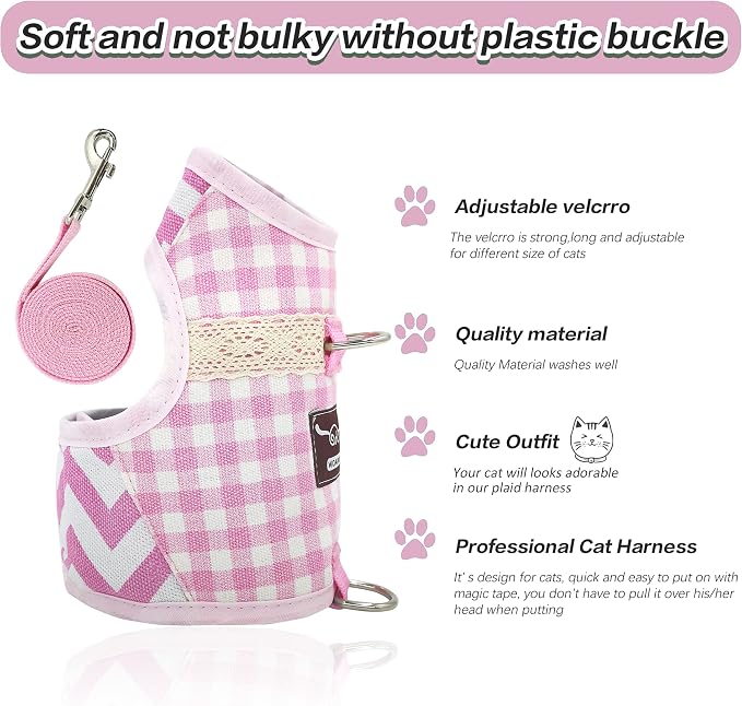 Cat Harness and Leash for Walking Escape Proof, Adjustable Cat Vest Harness - Image 3