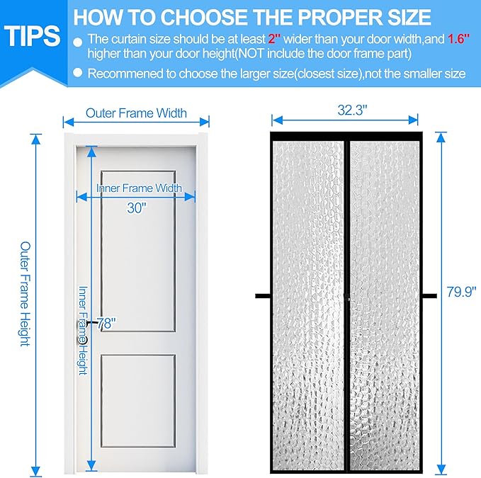 RELIANCER Magnetic Thermal Insulated Door Curtain, Waterproof EVA Door Cover - Image 2