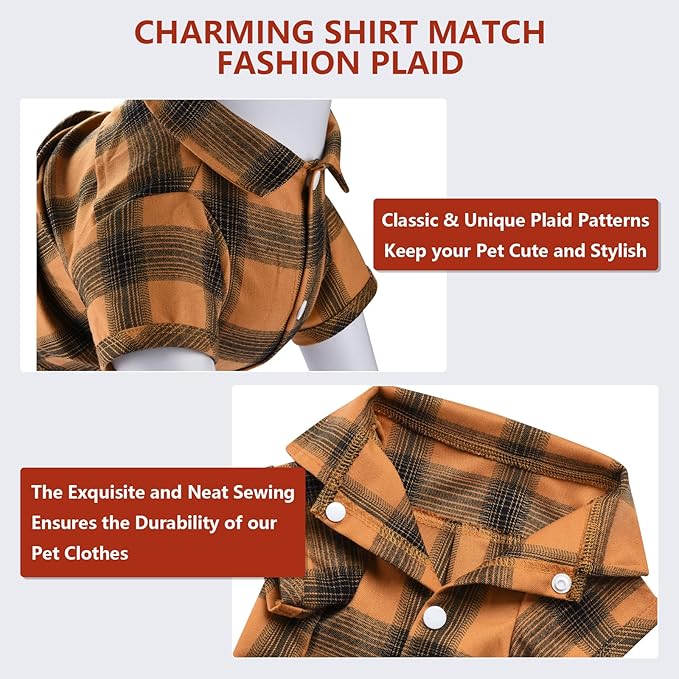 Koneseve Dog Shirt Plaid Dog Clothes - Image 5
