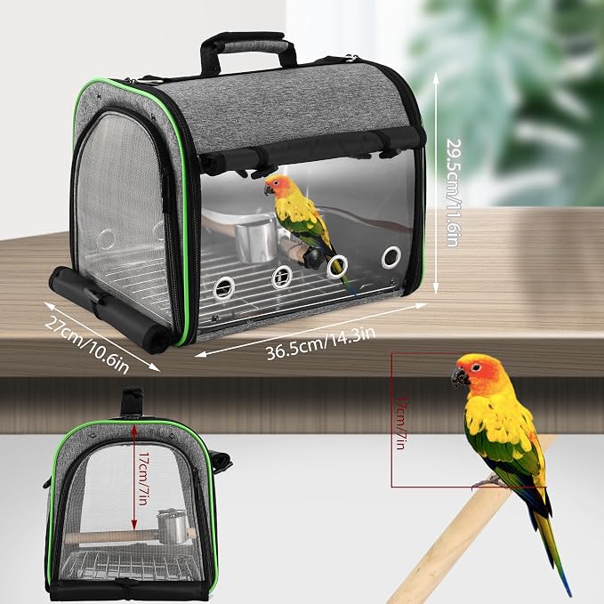 Suertree Bird Carrier Bag Bird Travel Cage Indestructible Stainless Steel Mesh - Image 6