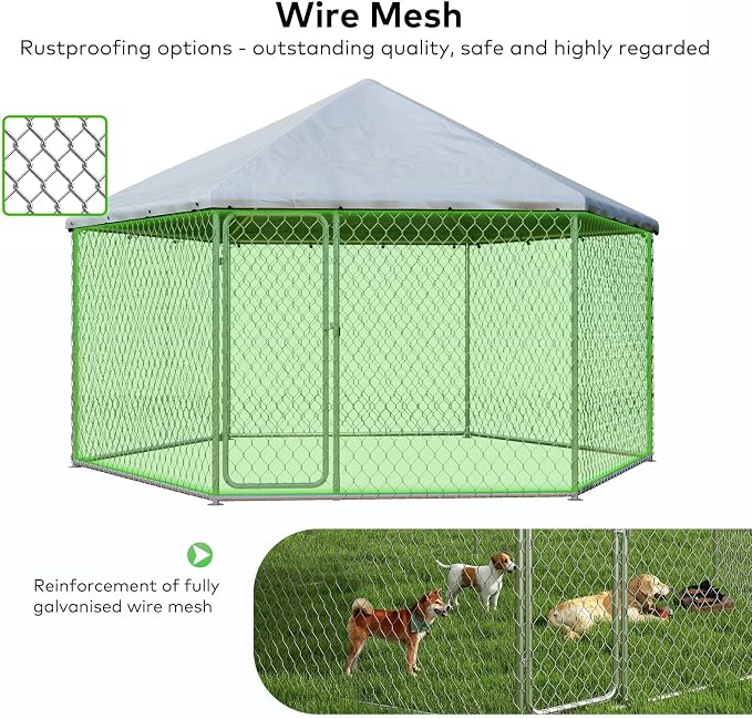 12x12 Outdoor Dog Kennel Outside Heavy Duty Dog Enclosure - Image 2
