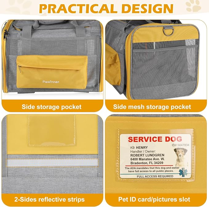 Pawinner Pet Carrier with Wheels, 17.7" x 13" x 13" Airline Approved Cat Carrier - Image 6