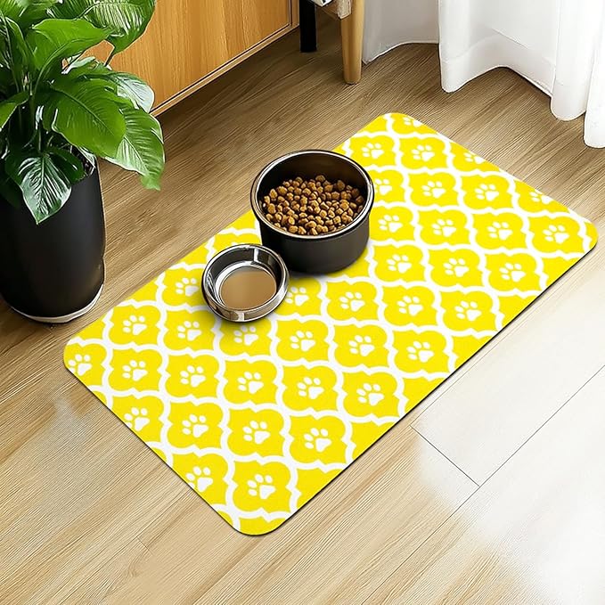 Dog Food Mat 17X30 Inch Pet Feeding Absorbent Mats by Xspatroias