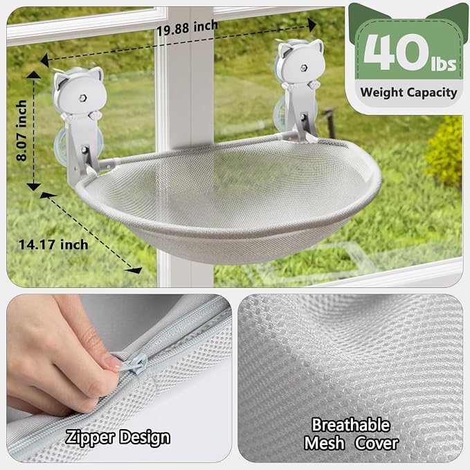 Cat Window Perch Cordless, Foldable & Stable Cat Beds- Breathable Cat Window - Image 5