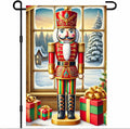 Christmas Garden Flag 12x18 Inch Nutcracker Soldier Decor Gift Box Snowy Pine by BlissYard