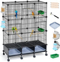Encrypted Bird Cage, with Wooden Perches, Metal Parakeet Cage with Slide-Out by VISCOO