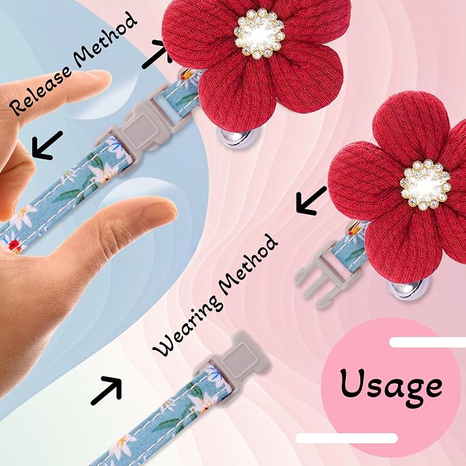 Small Dog Collar with Flower, Puppy Collar - Image 6