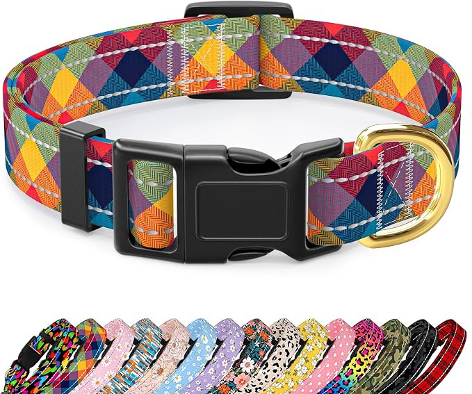 Reflective Dog Collar for Large Dogs, Cute Boho Adjustable Heavy-Duty Nylon by TMOODEL