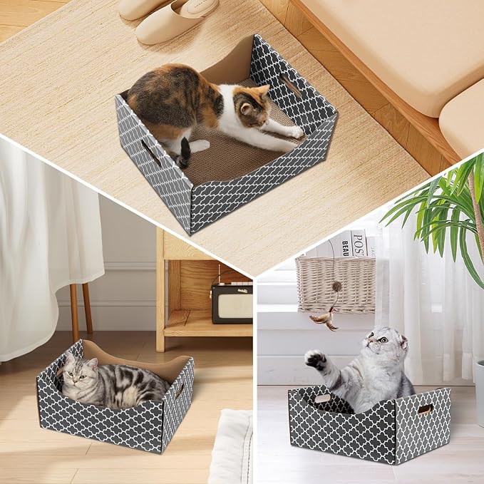 Cardboard Cat Scratcher Box, Heavy Duty Cat Scratcher Bed - Image 7