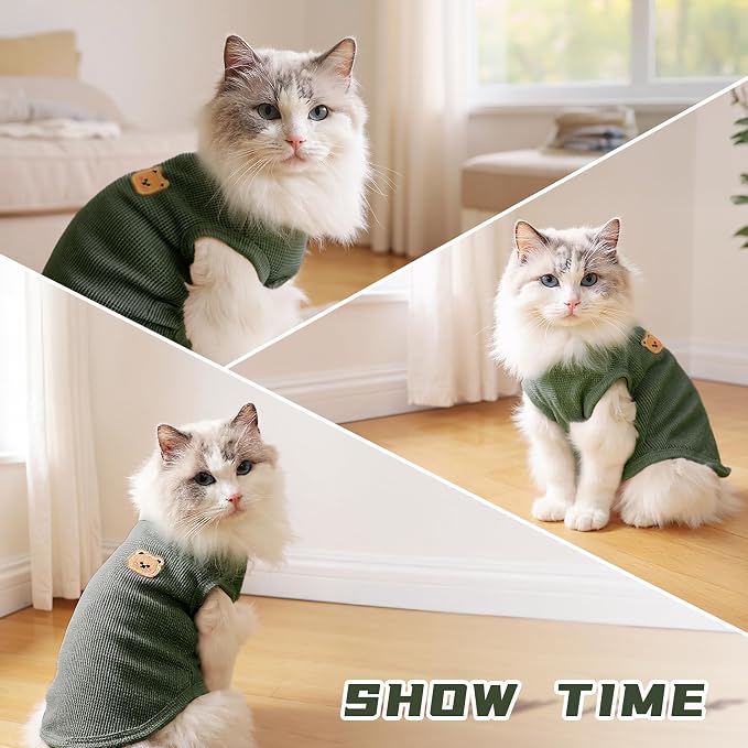 Waffle Knit Cat & Dog T Shirt for Small Dogs, Stretchable Puppy Shirt for - Image 5