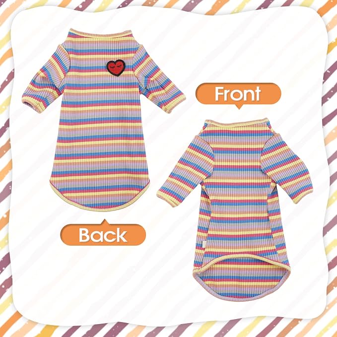 DENTRUN Hairless Cats Shirt Breathable Cat Daily Wear Clothes Stripe Vest - Image 2
