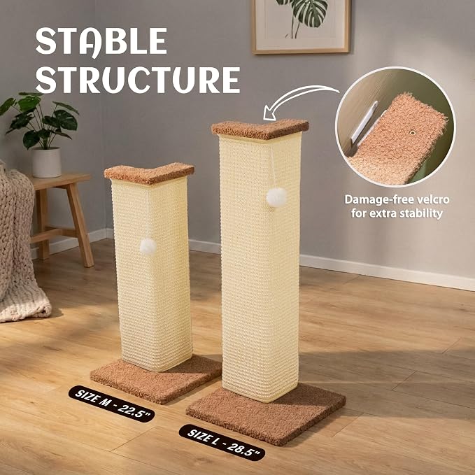 PETKARAY Couch Corner Cat Scratcher, 28.5" Sisal Scratching Post - Image 5