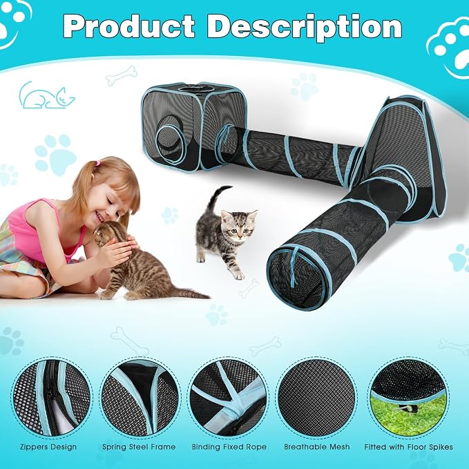 9.45FT Outdoor Cat Enclosures Portable Cat Playhouse, Pop Up Cats Tent - Image 4