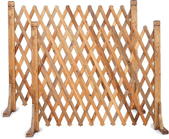 MYOYAY 2PCS Expandable Instant Fence Retractable Wooden Fence Wooden Pet Gate by MYOYAY