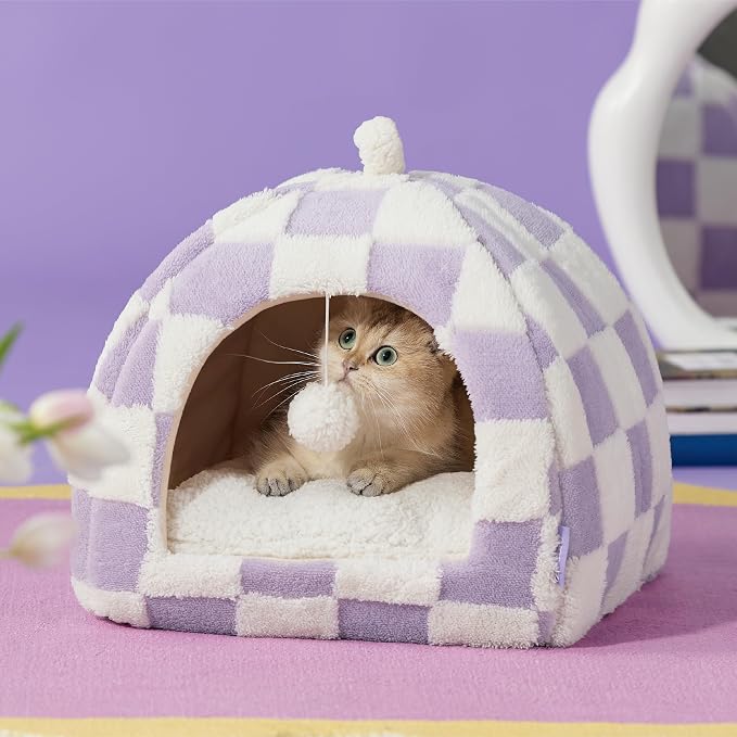 Lesure Cute Cat Beds for Indoor Cats - 2 in 1 Cat Cave Bed for Kittens and - Image 6