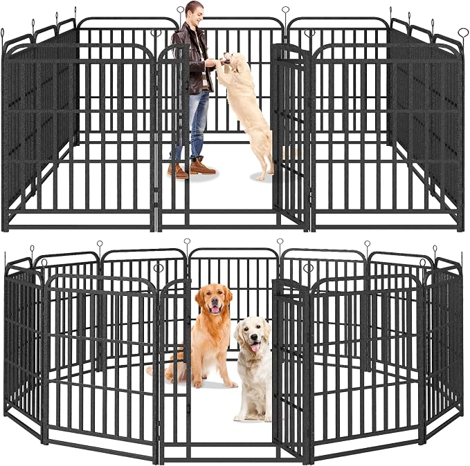 Heavy Duty Dog Playpen: 12 Steel Panels 40" Height, Square Steel Pipe by Committedtobetterpetlife