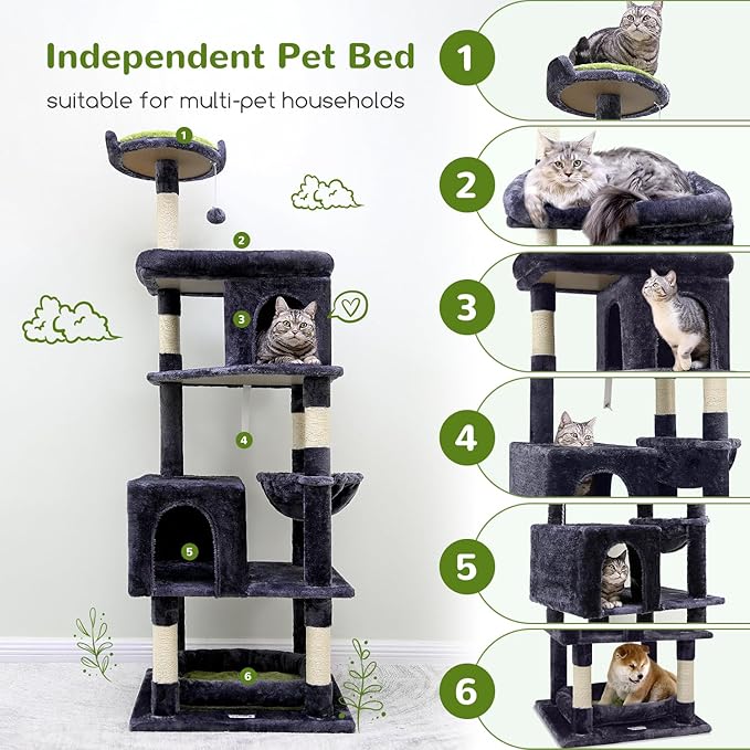 Globlazer Heavy Duty Cat Trees for Large Cats, Sturdy 72in Maine Coon Cat Tree - Image 2