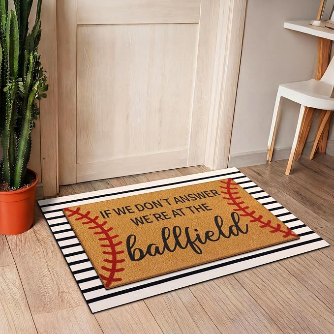 Tinideya 2 Pcs Baseball Door Mat Ballfield Welcome Non Slip Coir Mats Ballfield - Image 5