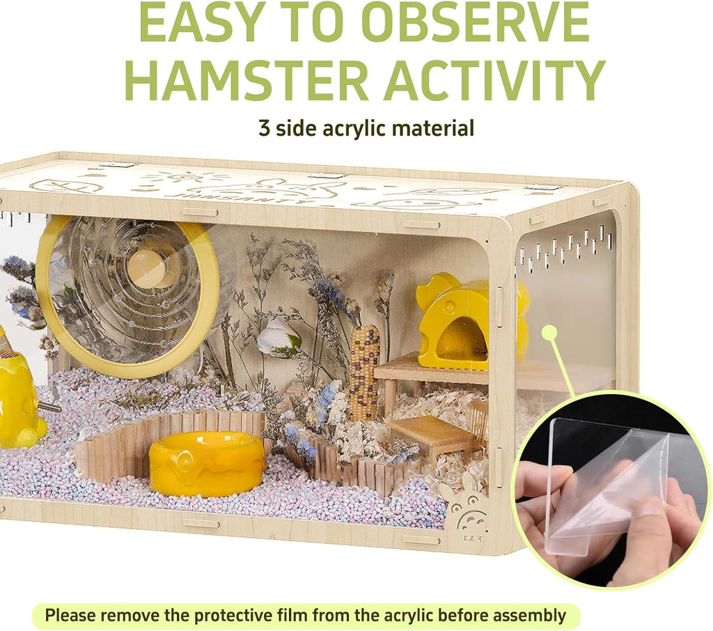 31.5 inch Wooden Hamster Cage, Large Habitat, Openable Top - GlobalHabitat Supply