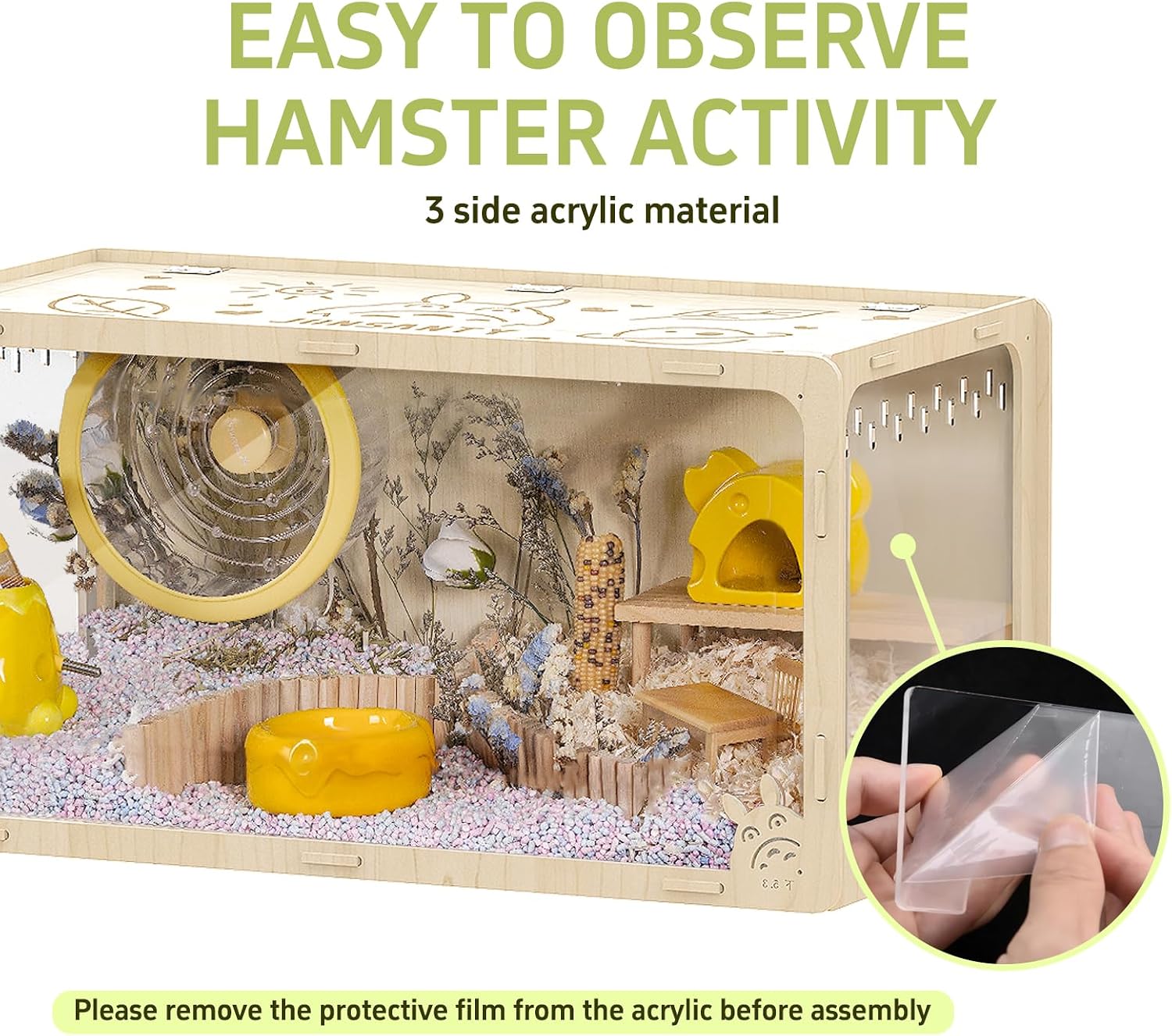 31.5 inch Wooden Hamster Cage, Large Habitat, Openable Top - GlobalHabitat Supply