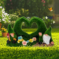 St Patricks Day Gnome Garden Gnome Statue Heart-Shaped Moss Covered Outdoor by Twinbling